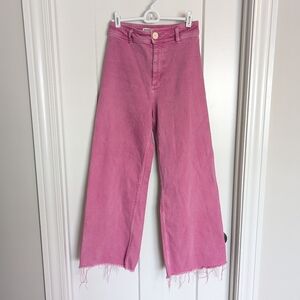 Zara Wide Leg Frayed Bottom Pink Jeans sz 4